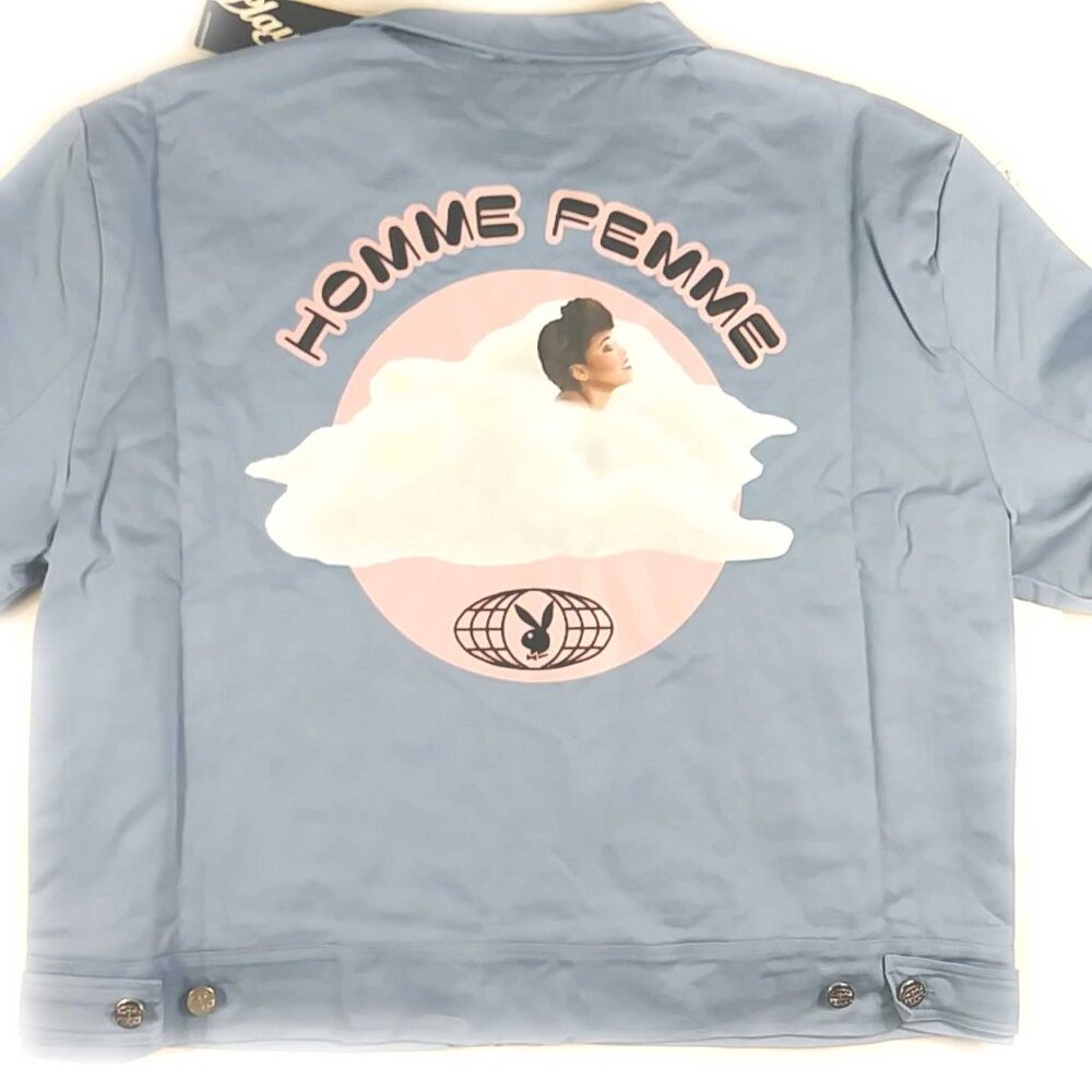 NWT Homme Femme Playboy Fantasy Jacket Blue Pink Size 2XL
